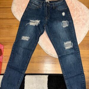 Tea n Cup Blue Boyfriend Jeans with Distressed Detailing